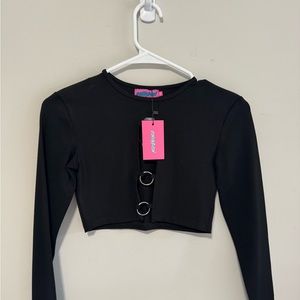 Black long sleeve crop top new with tags